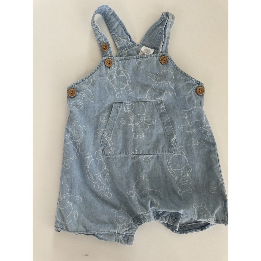 Baby Disney Blue & White Winnie the Pooh Overalls 12Months